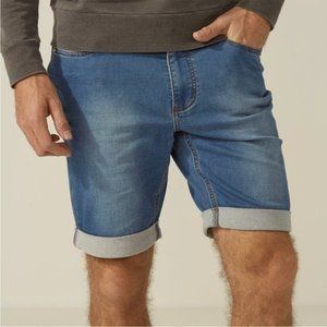 Frank & Oak French Terry Slim Fit Cuffed Denim Shorts, size 32